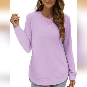 Womens Sweatshirt High Low Curved Hem